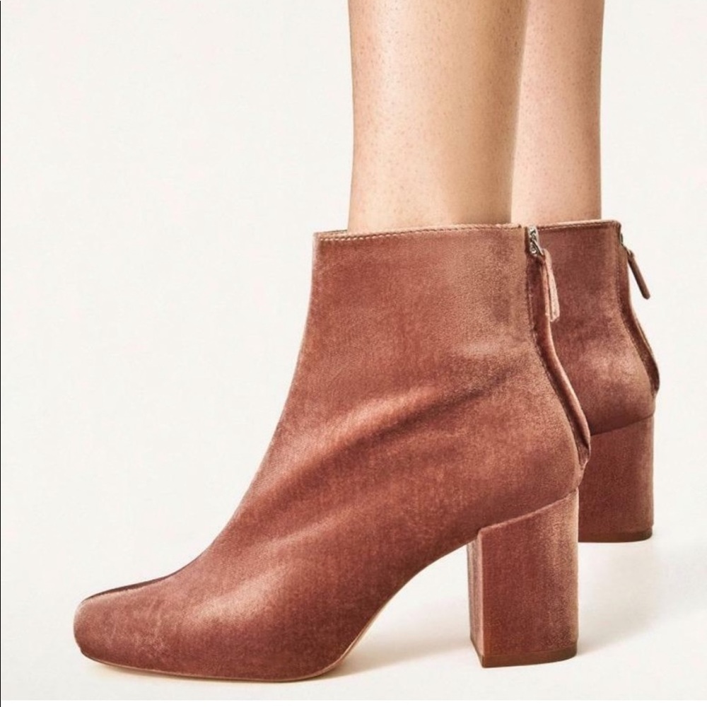 NEW ZARA Basic Collection Velvet Boots